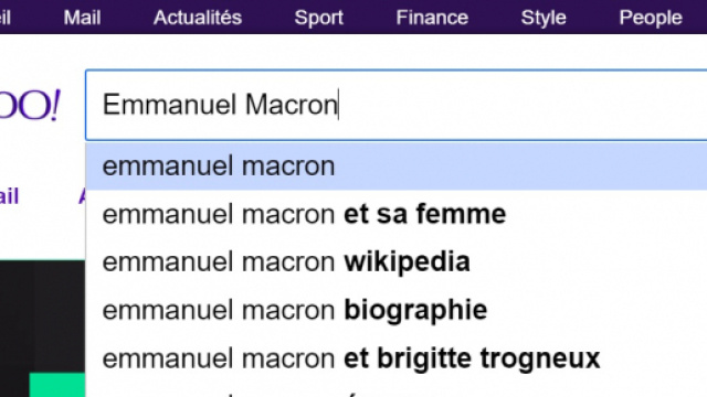 Une recherche sur Yahoo! avec le terme "Emmanuel Macron", le 1er d&eacute;cembre 2017