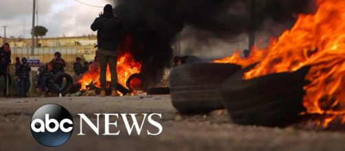 Palestine Arabs agitating against Trump's decision. (Image credit YouTube - ABC News)