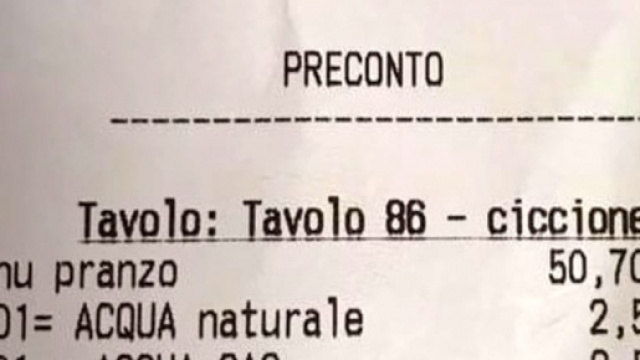 Scrivono 'Tavolo 86 - Ciccione' sullo scontrino: scatta la denuncia (Fonte Roma Today)