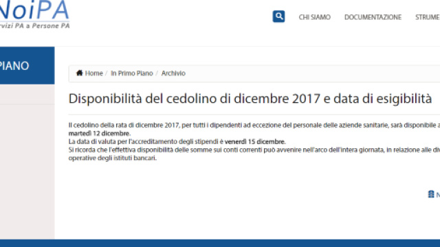 Noipa, date emissioni stipendio dicembre e mancanti 2017