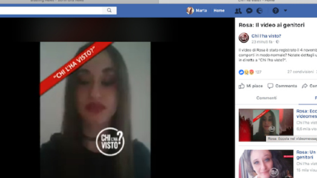 Rosa di Domenico nel video mandato ai genitori il 13 dicembre