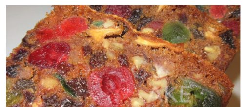 The reason why we eat fruitcake. (Image via Betty's kitchen Youtube).