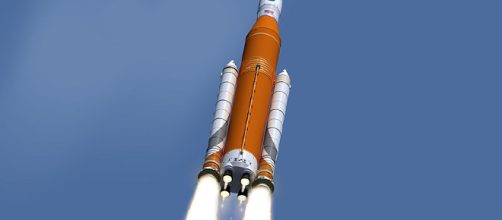 Space Launch System in Flight [image courtesy NASA wikimedia commons]