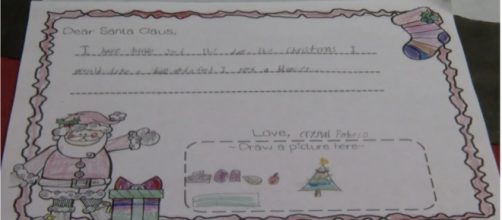 A student's letter to Santa at Monte Cristo Elementary School in Edinburg, Texas, Dec. 13, 2017. [Image via Rita Espiricueta/Facebook]