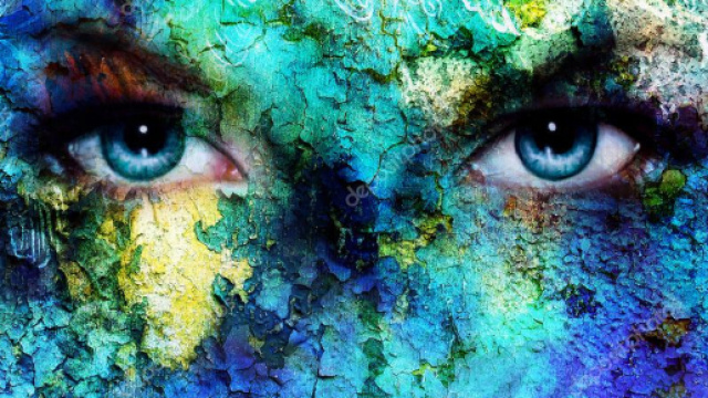 Occhi di belle donne blu raggiante, colore effetto crackle deserto ... - depositphotos.com