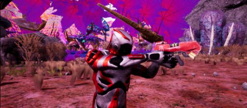 Instant&aacute;nea de un personaje jugable sobre el paisaje de Kepler