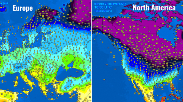 Le temperature al suolo in Europa e Nord America