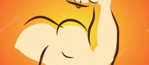 flexionando el m&uacute;sculo del brazo fuerte, b&iacute;ceps &mdash; Archivo Im&aacute;genes ... - depositphotos.com