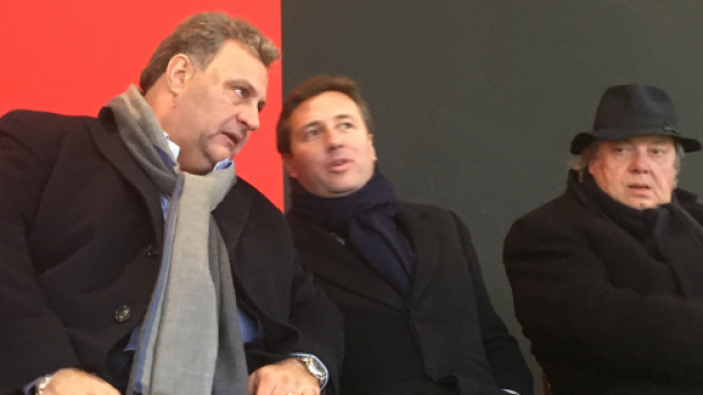 Franco Sannella con Raffaello e Pasquale Follieri in Tribuna Centralissima allo Zaccheria durante Foggia-Cittadella