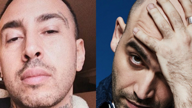 A sinstra Luch&eacute;, a destra Roberto Saviano.