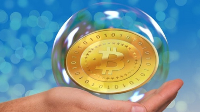 Il simbolo del Bitcoin racchiuso in una bolla