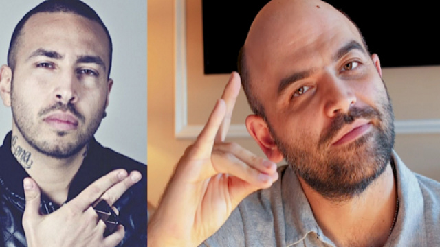 A sinistra Luch&eacute;, a destra Roberto Saviano