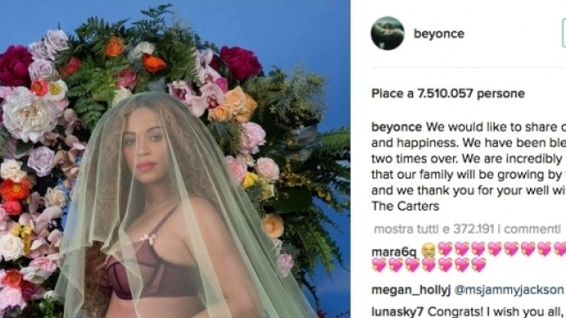 Beyonc&eacute; incinta di due gemelli Credits: Instagram