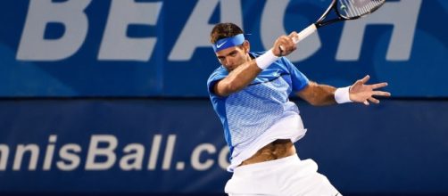 Del Potro hitting a blistering forehand. ATP WORLD TOUR - Delray Beach Open - yellowtennisball.com (Taken from BN library)