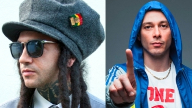 Vacca a sinistra, Fabri Fibra a destra.