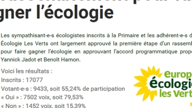 EELV "d&eacute;graiss&eacute;e" de diverses personnalit&eacute;s (pass&eacute;es au PS ou du c&ocirc;t&eacute; de M&eacute;lenchon), ratifie l'accord conclu avec Beno&icirc;t Hamon