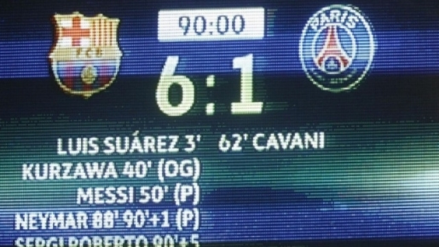 le panneau affichant l'incroyable remontada des barcelonais