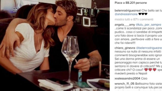 Belen e la dedica ad Andrea Iannone sui social