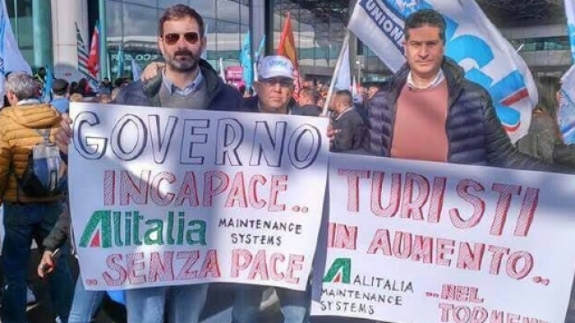 I lavoratori ex Ams in protesta