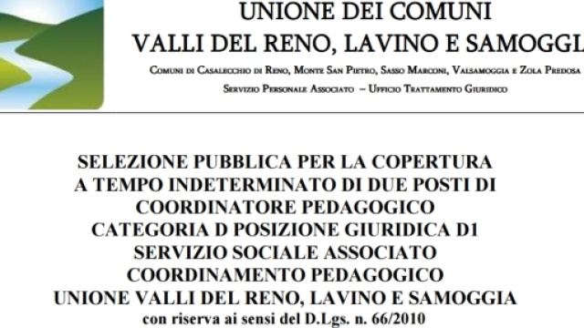 Selezione pubblica coordinatore pedagogico