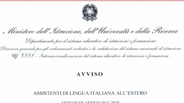 Bando assistenti di italiano all'estero