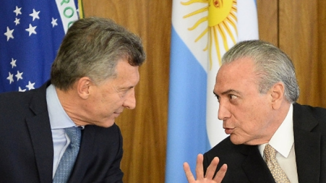 Il Presidente argentino Mauricio Temere incontra il presidente brasiliano Michel Temer