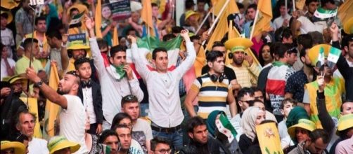 An estimated 100,000 MEK supporters including Iranian diaspora at Paris's annual MEK rally at Le Bourget, Paris 2016