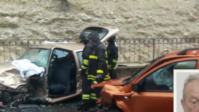 Il luogo dell'incidente e nella foto piccola in basso a destra la vittima, Giacomo Doro.