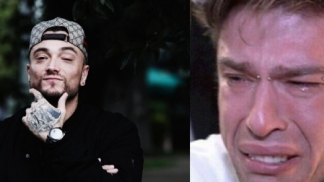 A sinistra Gu&egrave; Pequeno, a destra Fedez durante lo scherzo organizzato da J Ax e Le Iene.