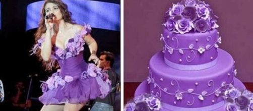 Figurinos de Paula Fernandes que se parecem com bolos de confeitaria. Reprodu&ccedil;&atilde;o: Youtube.