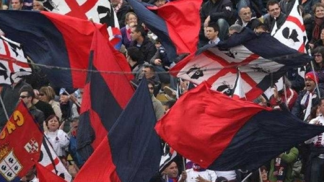 Bandiere nella curva del Cagliari Calcio