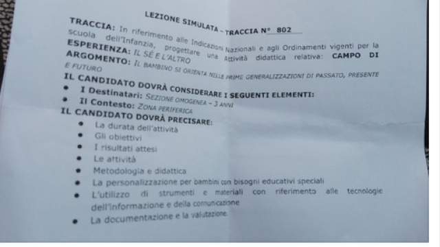 Esempi di tracce per gli orali infanzia