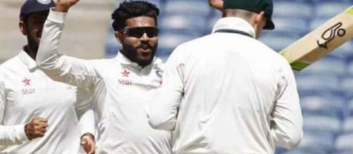 Jadega of India after taking Steve Smith wicket on day five of Ranchi test