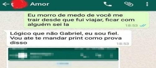 Menina tentou provar fidelidade, mas acabou provando que traiu o namorado.