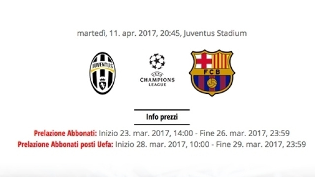 Biglietti per la partita Juventus-Barcellona