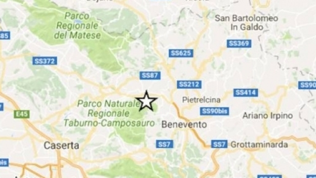 L'area interessata dalla scossa sismica nel beneventano