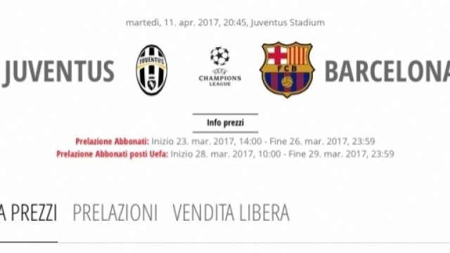 Champions League, Juventus-Barcellona trasmessa in chiaro. Parte vendita biglietti (http://www.juventus.com)