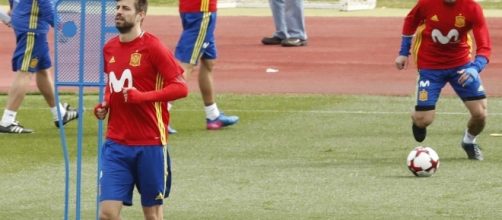Gerard Piqu&eacute; ejercit&aacute;ndose esta semana en Las Rozas. Foto: EFE
