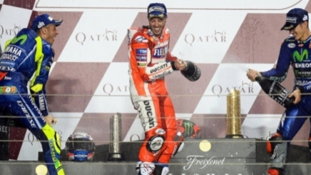 Vinales, Dovizioso e Rossi sul podio