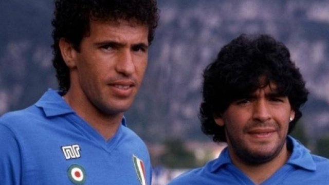 Careca insieme a Diego Maradona nella sua prima stagione al Napoli