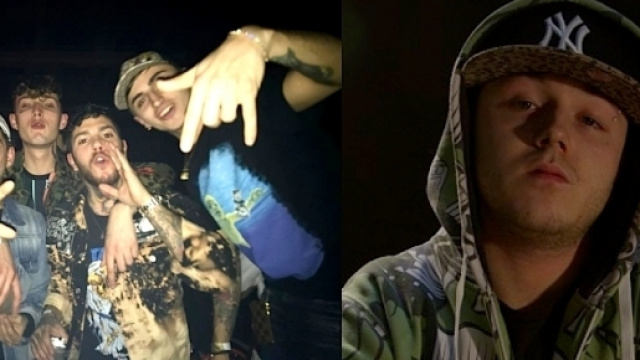 Emis Killa e la Dark Polo Gang a sinistra, Lazza a destra