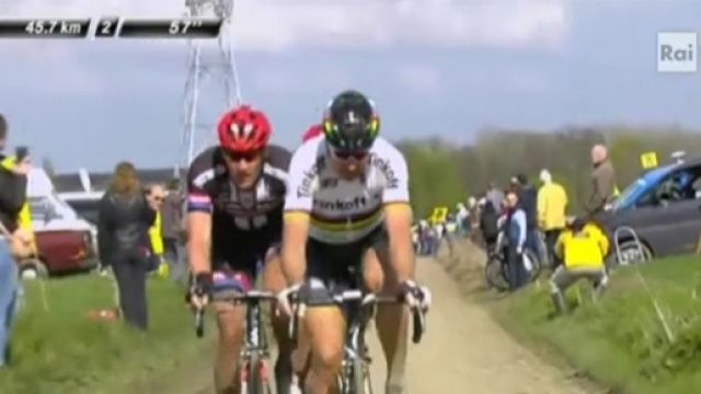 Peter Sagan impegnato alla Parigi-Roubaix