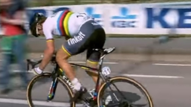 Peter Sagan in fuga al Giro delle Fiandre dello scorso anno