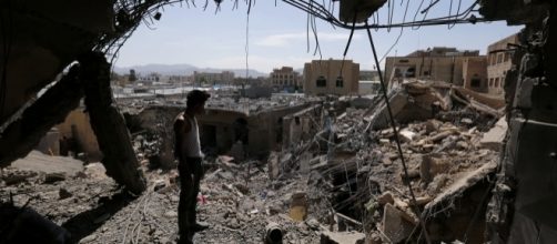 A house in Sana destroyed by a Saudi-led coalition airstrike last year. Photo via nytimes.com