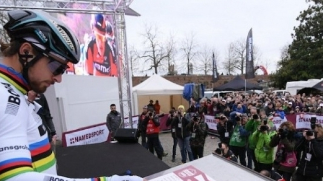 Peter Sagan alla partenza della Strade Bianche