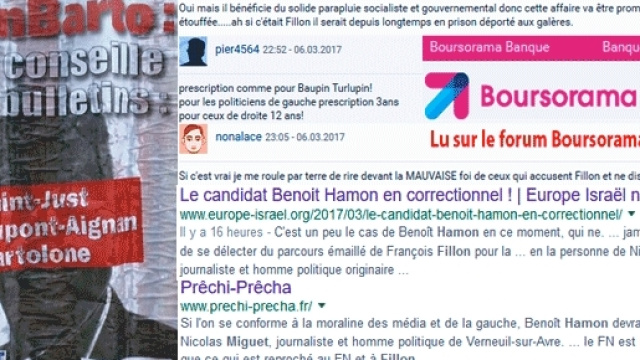 Les sympathisants de Fran&ccedil;ois Fillon ont largement repris le th&egrave;me du "complot m&eacute;diatique" qui aurait tu la mise en examen de Beno&icirc;t Hamon