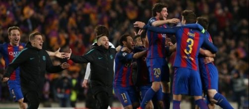 Clebrac&iacute;on de los jugadores del Bar&ccedil;a tras acabar el partido