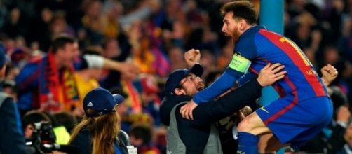 Leo Celebrating His Goal Against PSG