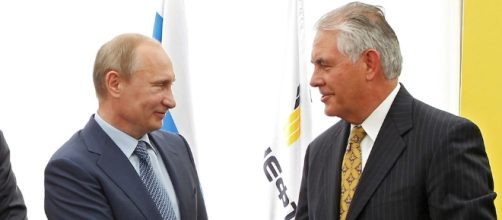 Rex Tillerson and Vladimir Putin. Image via Newsweek.com