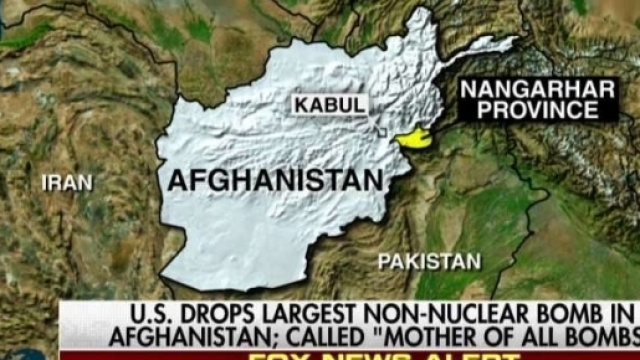 La cartina dell'Afghanistan con la zona colpita dalla superbomba